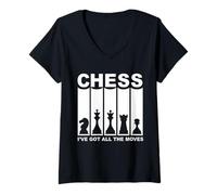 Donna Scacchi I've Got All the Moves Retro Chess Player Amante Maglietta con Collo a V