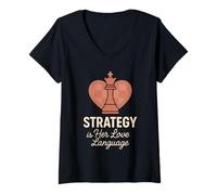 Donna Scacchi Ragazza Scacco Matto Come Una Ragazza Regina Strategia Potenza Maglietta con Collo a V