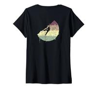 Donna Scalatori Boulder Distressed Rock Mountain Climbing Maglietta con Collo a V