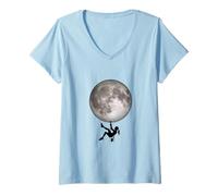 Donna Scalatrice della Luna Maglietta con Collo a V