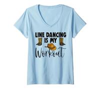 Donna Scarpe da Allenamento Line Dance Is My Workout, Divertenti Stivali Eleganti da Uomo Maglietta con Collo a V