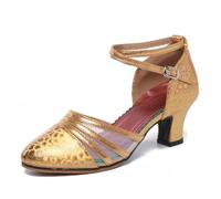 Donna Scarpe da Ballo，Scarpe col Tacco per Feste Matrimoni Latino Moderno e Tango (Oro, 41EU Normale)