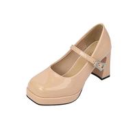 Donna Scarpe Dirndl Scarpe Donna Tacco Elegante Piattaforma Mary Jane Blocco Cinturino Classico Suola Mary Janes Calzature Party
