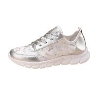 Donna Scarpe Sportive Brillanti Strass Basket Lacci Piatti Fitness Confortevole Sneakers Trail Running Shoes Mesh Trainers, argento, 35 EU
