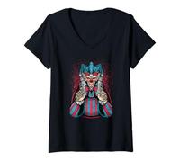 Donna Scary Evil Clown Distress Streetwear Maglietta con Collo a V