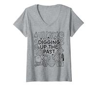 Donna Scavando Il Passato - Archeologia & Amante della Storia Maglietta con Collo a V