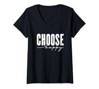 Donna Scegli Happy Inspirational Message Maglietta con Collo a V