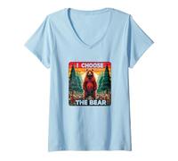 Donna Scelgo l'orso Funny Women's Debate Woods Predators Mom Maglietta con Collo a V