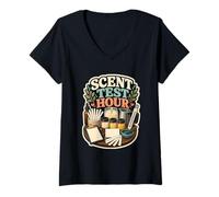 Donna Scent Test Hour Candele Maglietta con Collo a V