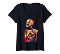 Donna Scheletro Artista Arte Creativa Anatomia Illustratore gra Maglietta con Collo a V