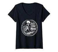Donna Scheletro Book Lover Just One More Chapter Halloween Party Maglietta con Collo a V