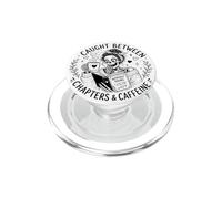 Donna scheletro che legge "Catturato tra capitoli e caffina" PopSockets PopGrip per MagSafe