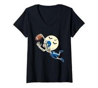 Donna Scheletro di Scheletro di Calcio Halloween Spooky Americano spavent Maglietta con Collo a V