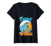 Donna Scheletro Divertente Love Surf Nato per Surf Shredding Wave Maglietta con Collo a V