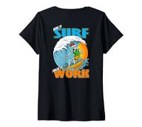 Donna Scheletro Divertente Love Surf Nato per Surf Shredding Wave Maglietta con Collo a V