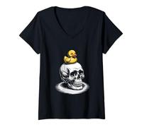 Donna Scheletro e cappello da anatra di gomma Maglietta con Collo a V