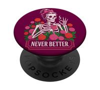 Donna Scheletro Floreale Chignon Caffè Mai Stata Meglio PopSockets PopGrip Adesivo