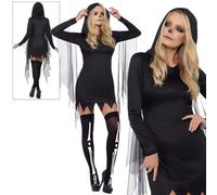Donna Scheletro Grim Reaper Costume con Cappuccio Halloween Costume Donna Fever