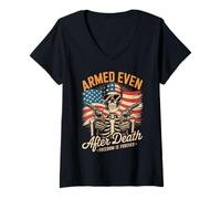 Donna Scheletro patriota Messicano-Americano - PRO Gun Maglietta con Collo a V