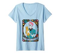 Donna Scheletro Vet Tech Tarocchi Carta Divertente Veterinaria Tech Maglietta con Collo a V