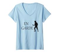 Donna Scherma Divertente in Lamina di Alluminio a sciabola Spada schermatore Maglietta con Collo a V