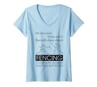 Donna Scherma Spada Epee Foil Sabre Scherma Scherma Divertente Recinzione Maglietta con Collo a V