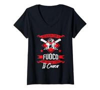 Donna Scherza con Fuoco Lascia stare il Cuoco BBQ Barbecue Cucina Maglietta con Collo a V