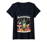 Donna Schiaccianoci Balletto truppa di Danza Natale Donne Ragazze Maglietta con Collo a V