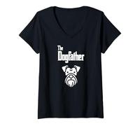 Donna Schnauzer da uomo "The DogFather" Schnauzer divertente cane padre Maglietta con Collo a V