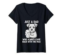 Donna Schnauzer Dad Milk Joke Festa del papà amante dei cani Maglietta con Collo a V