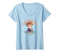 Donna School Education Reading Teacher Knowledge Power Maglietta con Collo a V