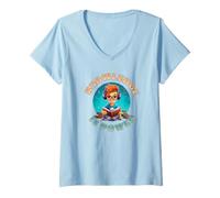 Donna School Education Reading Teacher Knowledge Power Maglietta con Collo a V