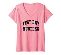 Donna School Test Day Hustler Testing Teacher Va Tutto Bene Maglietta con Collo a V
