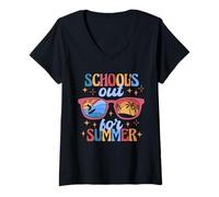 Donna School's Out for Summer Sunglasses Fun Summer Break Vibes Maglietta con Collo a V