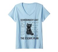 Donna Schrodinger Cat Escape Plan Meccanica quantistica Fisica Maglietta con Collo a V