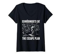Donna Schrödingers Cat The Escape Plan | Funny Scientist & Teacher Maglietta con Collo a V