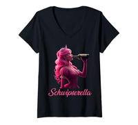 Donna Schwipserella Party Grappa Vino Saufen Malle JGA Design Maglietta con Collo a V
