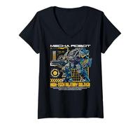 Donna Sci Fi Mecha Robot High Tech Militare Soldato Maglietta con Collo a V