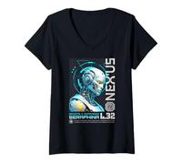 Donna Sci Fi Nexus Seraphina L32 Umanoide Android Maglietta con Collo a V