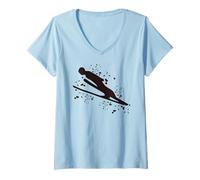 Donna Sci Jumper Sci Volare Sci Salto Sci Nordico Maglietta con Collo a V