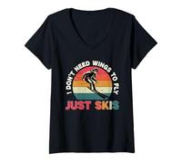 Donna Sci Sport Invernali I Don't Need Wings To Fly Maglietta con Collo a V