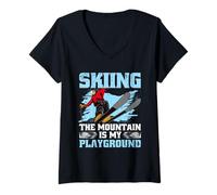 Donna Sci Sport Invernali The Mountain Is My Playground Maglietta con Collo a V