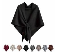 Donna Scialle,Scialle Triangolare Multifunzionale Per Donne,Moda Calda E Accogliente Sciarpa A Maglia,Leggera Da Viaggio Casual Tinta Unita Poncho (Nero)