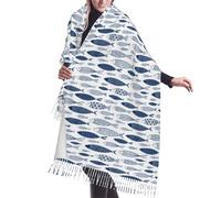 Donna Sciarpa Blue Fish B Sciarpe Lunghe Morbido Elegante Sciarpa In Cashmere, Per Cerimonia Festa, Prom, Matrimoni, 72x197cm