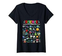Donna Science Is all Around Us Alphabet ABCs Scientist Teacher Maglietta con Collo a V