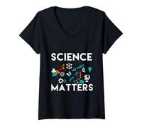 Donna Science Matters -Fun School, Junior High, università, Chimica Maglietta con Collo a V