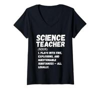 Donna Science Teacher Definition - Geeky STEM Nerd Humor Tee Maglietta con Collo a V