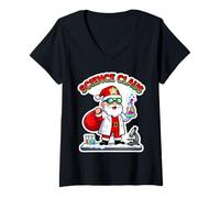 Donna Scienza Claus Scienziato Babbo Natale Buon Natale FUUNY Festive Maglietta con Collo a V