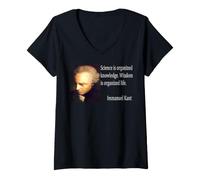 Donna Scienza Conoscenza Saggezza Vita. Kant t-Shirt Maglietta con Collo a V