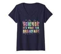 Donna Scienza retrò è ciò Che è per la Colazione Insegnante di Viaggio di biologia Maglietta con Collo a V
